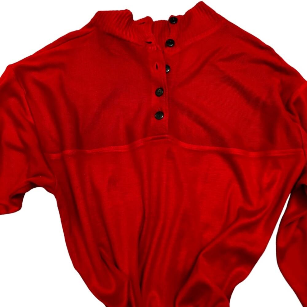 Vintage 80s Vibrant Red Knit Dress - Picture 3 of 10